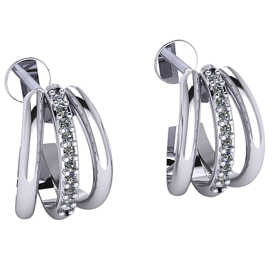 Brinco Argola Tripla Prata 925 com Zircônias Cravejadas