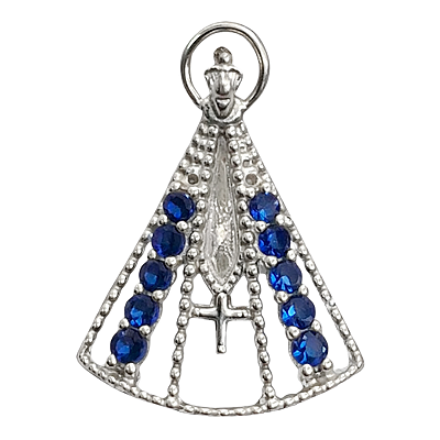 Pingente Nossa Senhora Aparecida Prata 925 com Zircônias Cravejadas