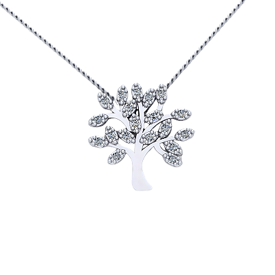 Pingente Árvore da Vida Prata 925 com Zircônias Cravejadas