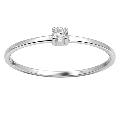 Anel Solitário Delicado com Zircônia em Prata 925