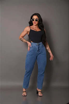 Calça Jeans Mom Feminina Azul Tradicional