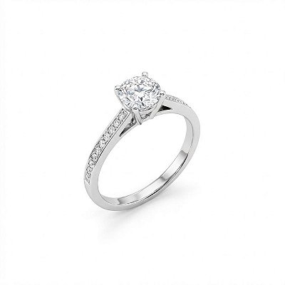 Anel solitário Cravejado Moissanite Prata 925 - Banho de Ródio