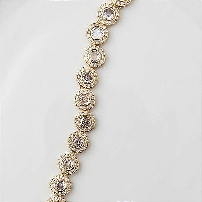 Pulseira Riviera redonda com banho de ouro 18k e zircônias cravejadas
