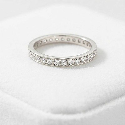 Anel Aparador com Microzirconia Banho Ouro 18k e Prata