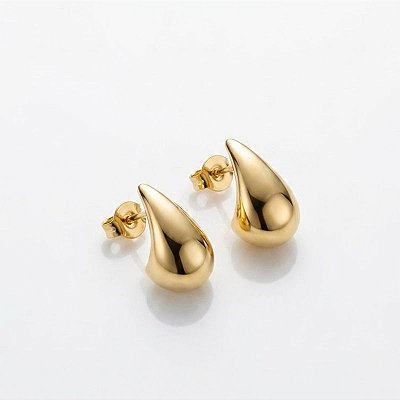 Brinco de Gota Banho Ouro 18k e Prata
