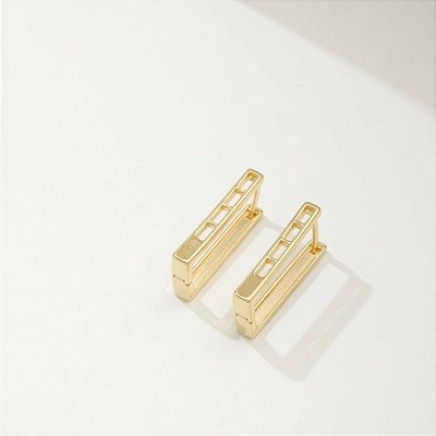 Argola Articulada Retangular Banhada Ouro 18k e Prata