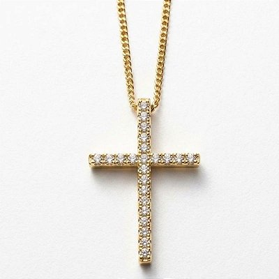 Colar Cruz Cravejado Microzircônia Ouro 18k