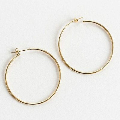 Brinco Argola Tubinho Básica 50mm Banho Ouro 18k