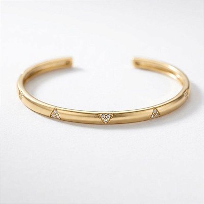 Bracelete Zirconia Cravejado Formato V Ouro 18k