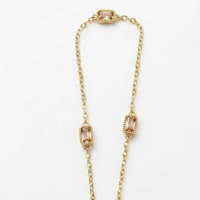 Pulseira Baguetes Retangular LILÁS Ouro 18k