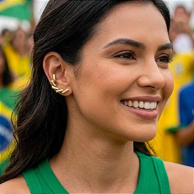 Brinco Ear Cuff Fashion Banho Ouro 18k e Prata
