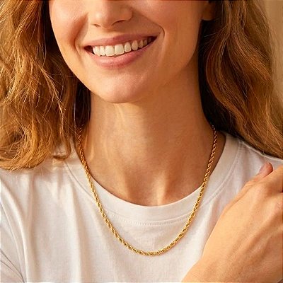 Corrente Cordão Baiano 3mm Banhado Ouro 18k e Prata
