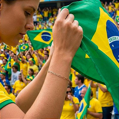 Pulseira Elos de Coração Banhado Ouro 18k