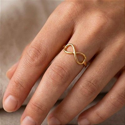 Anel Infinito Banho Ouro 18k e Prata