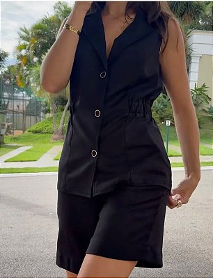 Conjunto Viscose Colete e Shorts Feminino