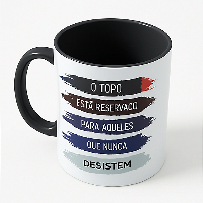 Caneca Personalizada para Esportista e Atleta de Jiu-Jitsu - Frase Motivacional na Faixa - Preta de Porcelana
