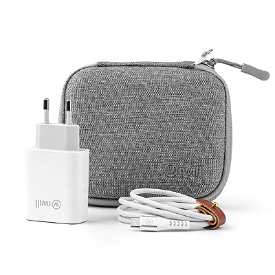 KIT CARREGAR + CABO IWILL + BAG 30W USB-C