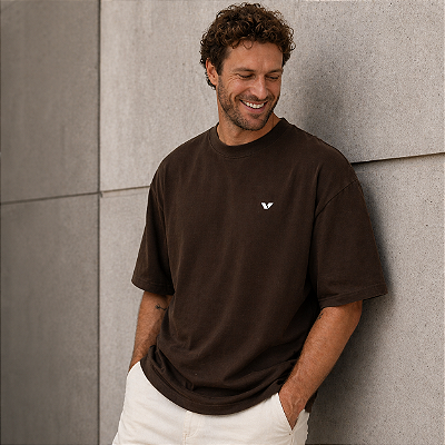 Camisa Oversized malha Suedine Marrom