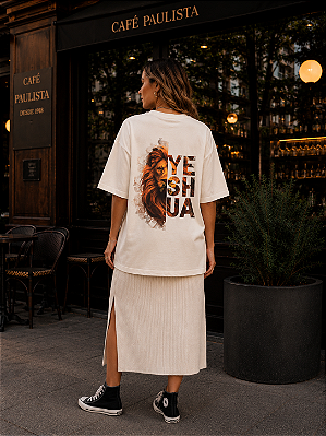 Camisa Oversized Branca Feminina estampada Yeshua