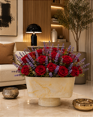 Vaso Decorativo em Cimento Bege Marmorizado Design Moderno Premium