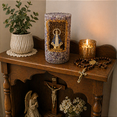 Gruta Nossa Senhora Aparecida com Cristal Ametista