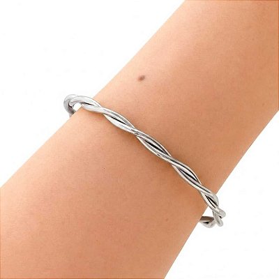 BRACELETE TORCIDO AÇO PRATA 316L⭐️