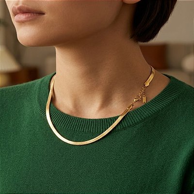 COLAR MALHA SNAKE AÇO DOURADO 316L⭐️