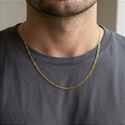 Conjunto Figaro 3 por 1 Colar e Pulseira Dourado Aço 316L⭐️