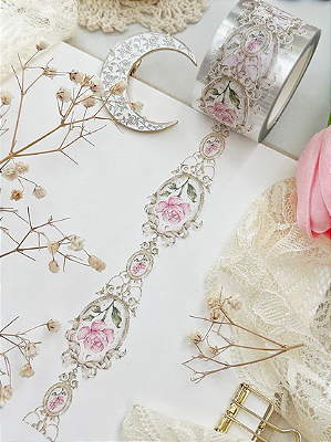Washi Tape Vintage Framed Rose Die Cut - Leela Journals