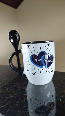Caneca cerâmica com colher personalizada