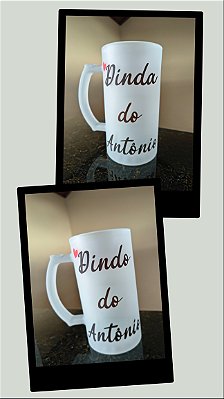 Caneca Chopp Vidro Jateada Personalizada
