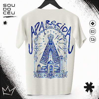Camiseta Aparecida Cheia de Graça - OFFWHITE - 100% Algodão