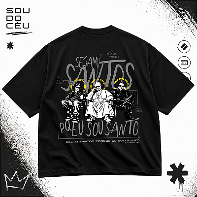 Camiseta Oversized PRETA Santidade – Bulk Premium 100% Algodão