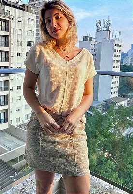 Saia Tricot curta 2 bolsos