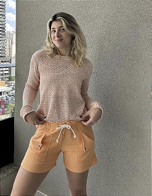 Blusa em mix de fios em tricot com leve brilho