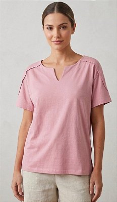 Blusa comprimento alongado com fendas laterais