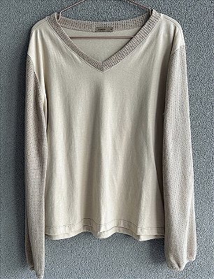 Blusa em algodão e acabamento em tricot