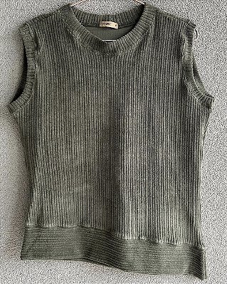 Blusa Malha Tricot Canelado Regata Gola Redonda