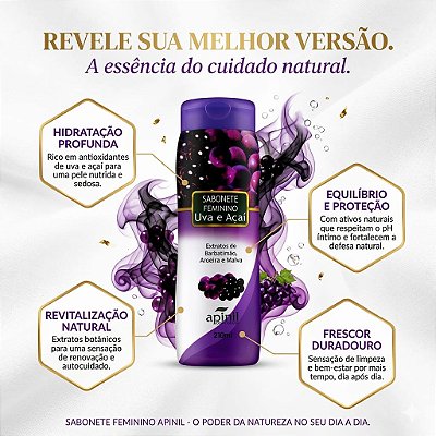 Sabonete Liquido Intimo Feminino 210ml Apinil AROMA UVA E AÇAI