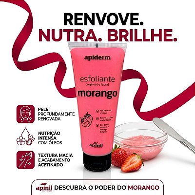 Esfoliante Corporal e Facial Apiderm Morango 190g Todo Tipo de Pele