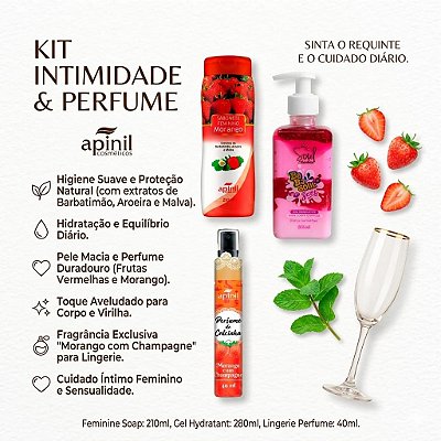 Kit Intimidade Apinil: Sabonete, Hidratante e Perfume