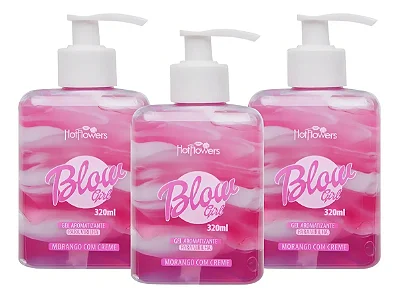 Kit 3 Blow Girl Hot Flowers Morango Com Creme Comestível 320 mL