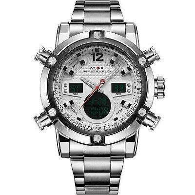 Relógio Masculino Weide Anadigi WH-5205 Prata e Branco