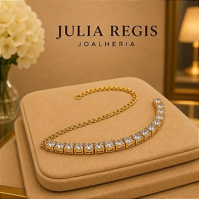 Choker Riviera Cristal Banhada a Ouro 18k