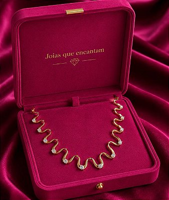 Colar Luxo Alta Joalheria Banhado a Ouro 18k