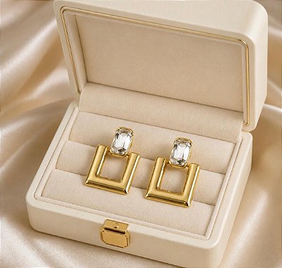 Brinco Luxo Zircônia em Cristal Banhado a Ouro 18k