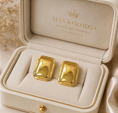 Brinco Maxi Orgânico Liso Banhado a Ouro 18k
