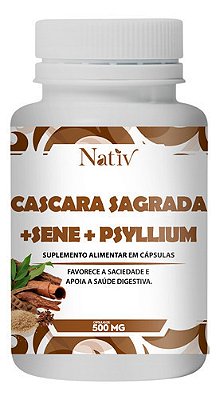 Cáscara Sagrada + Sene + Psyllium - Nativ - 500mg 120 Capsulas
