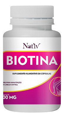Biotina 100% Pura Nativ / Inião Flora  60 Caps Cabelos, Pele E Unhas