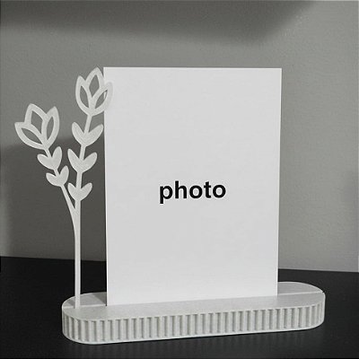 Porta Retrato Decorativo Branco com Folhagens